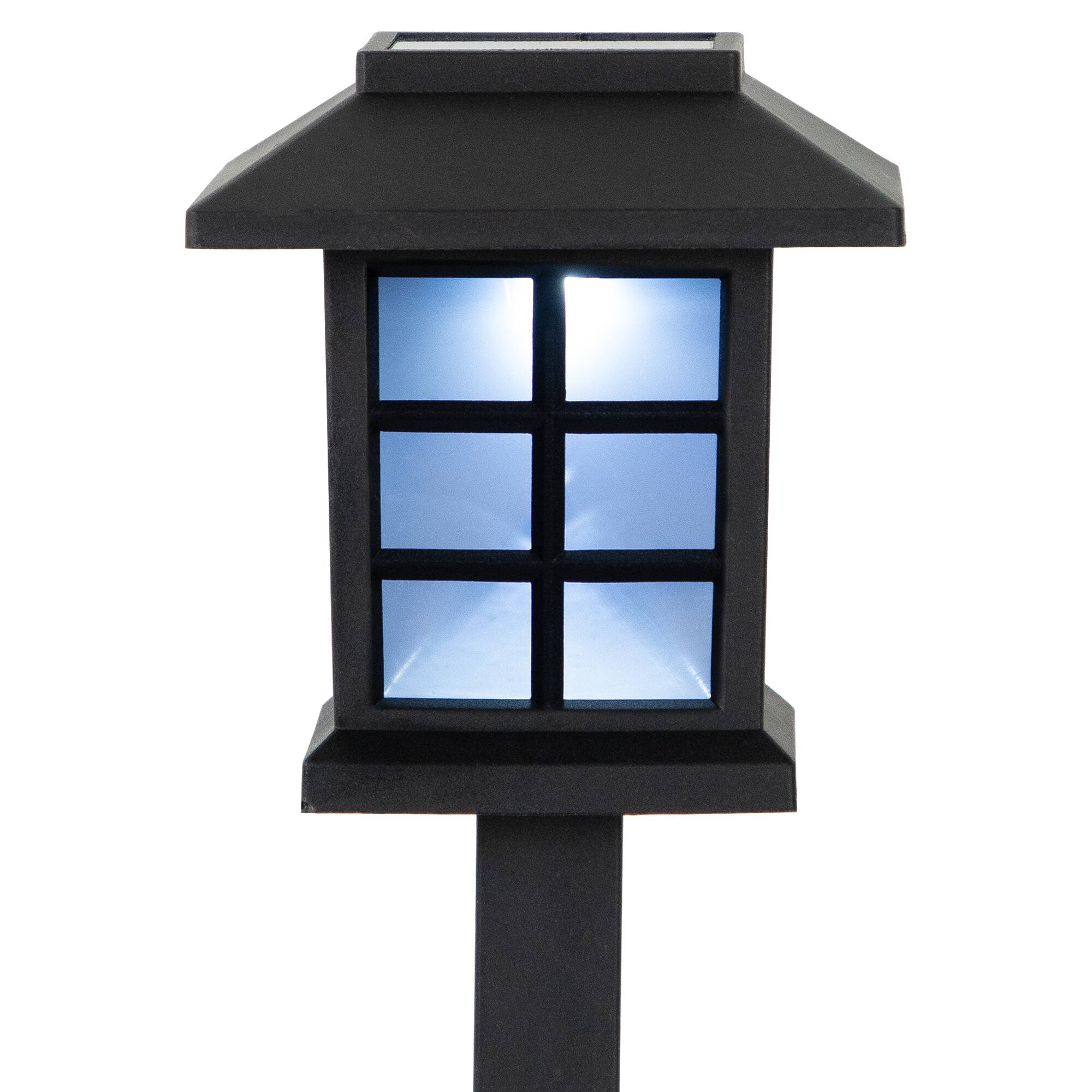 14.25" Black Lantern Style Solar Powered LED Pathway Markers, 8ct.
